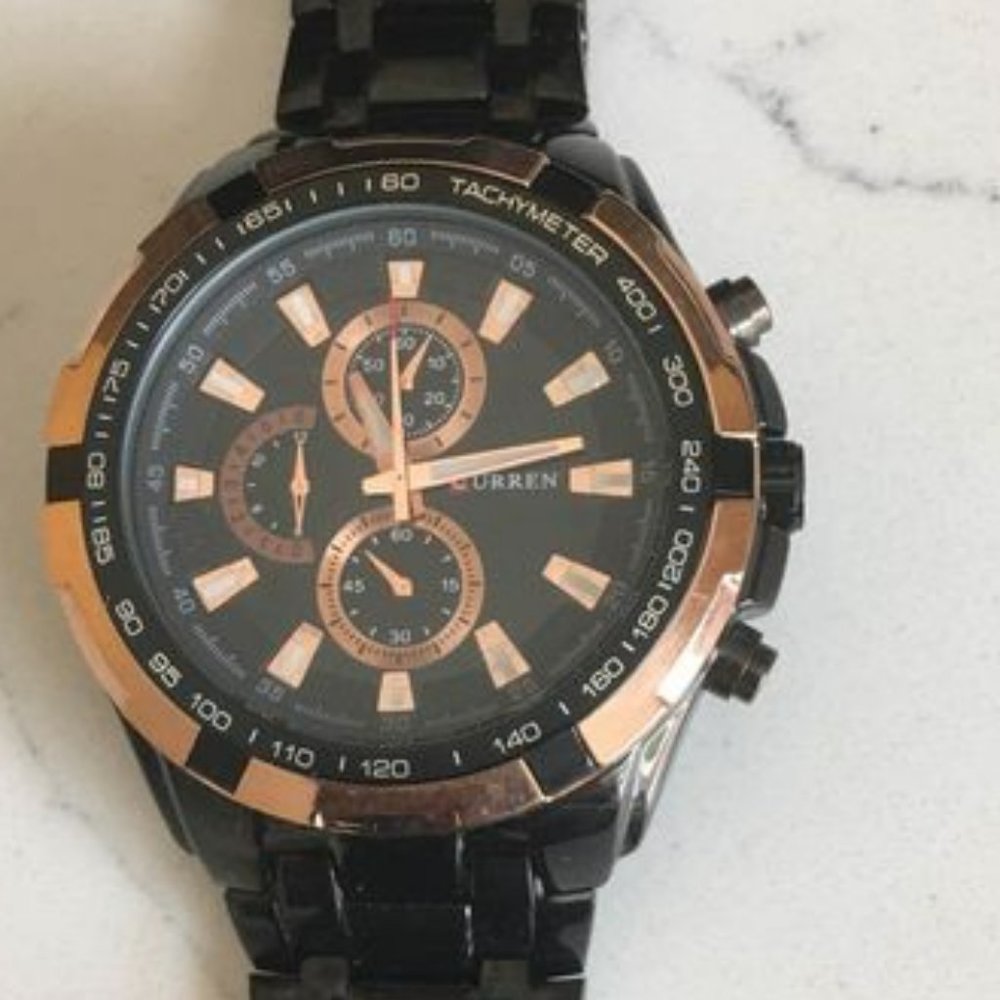CURREN  Rose Gold Black  Men Wrist Watch